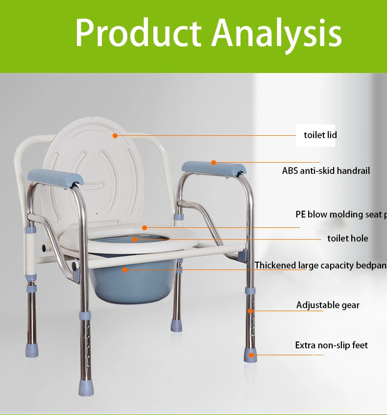 Hospital Portable Adult Elderly Bedside Commode Chair Medical Shower Chair Bath Seat Heavy-Duty Steel Commode Toilet Chair