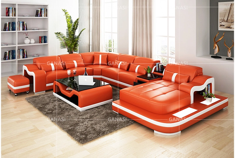 Gorgeous Indoor LED Multiple Seats Classic Leather Sofa