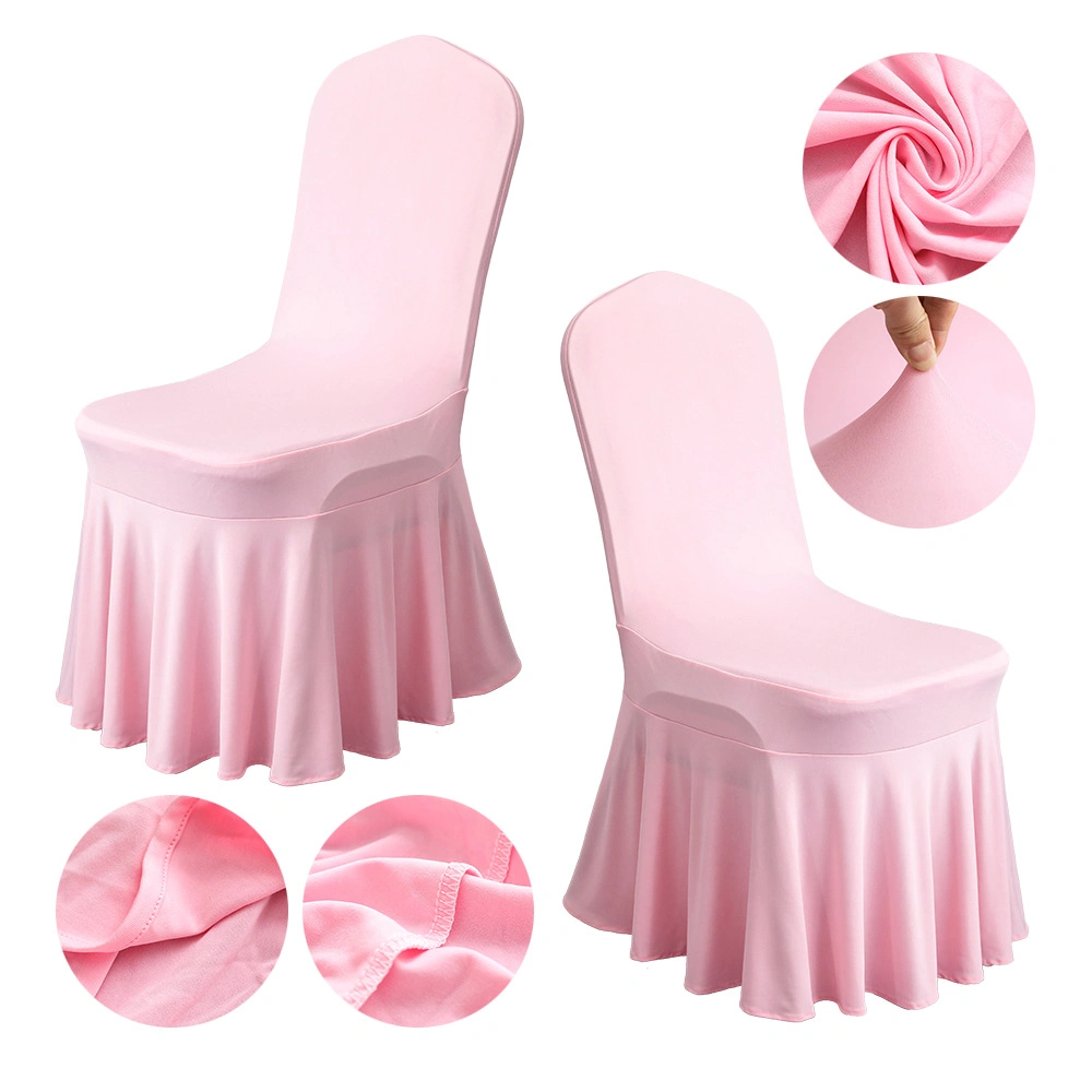 Hot Selling Ruffled Slipcover Spandex Chair Cover Banquet Wedding Decoration Stretch Multi-Colors Spandex Chair Cover