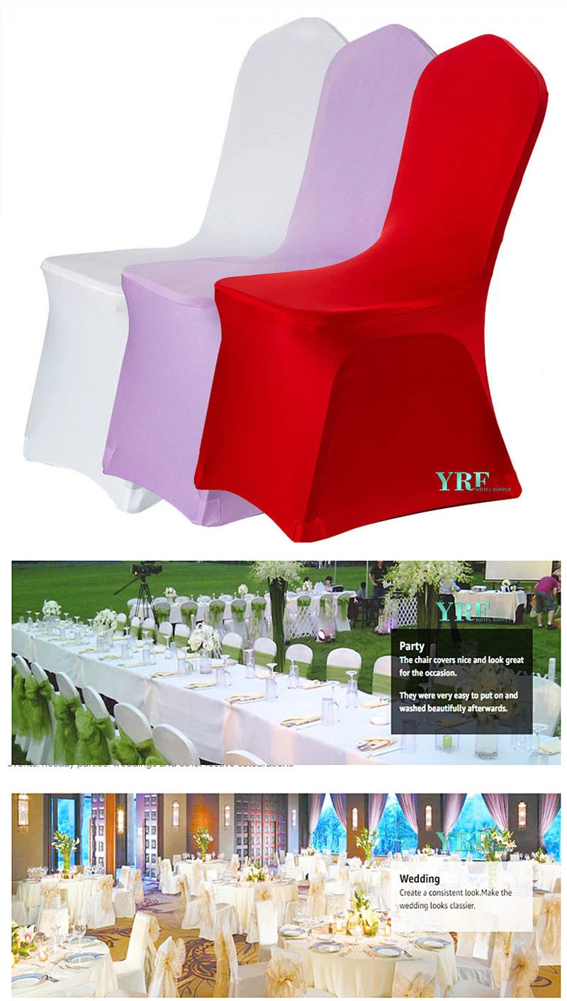 Stretch Spandex Protector Dining Chair Covers Thick White Polyester for Wedding Party
