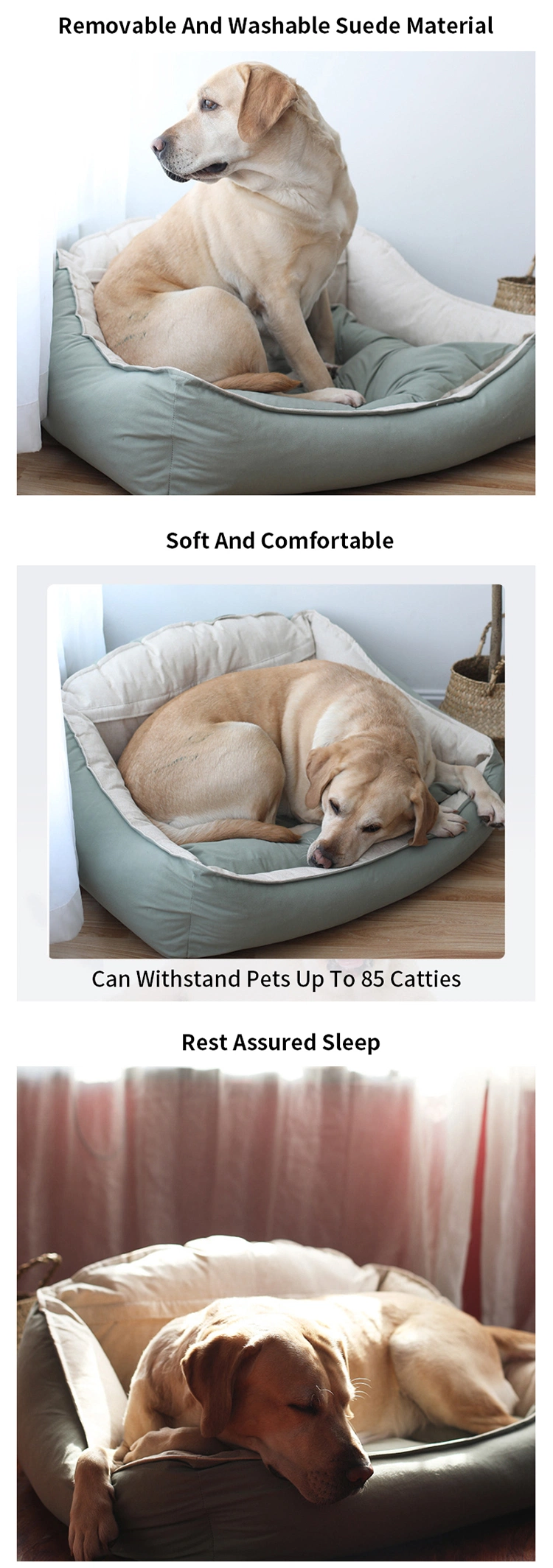 Square Washable Removable Cover Dog Cushion Breathable Dog Sofa