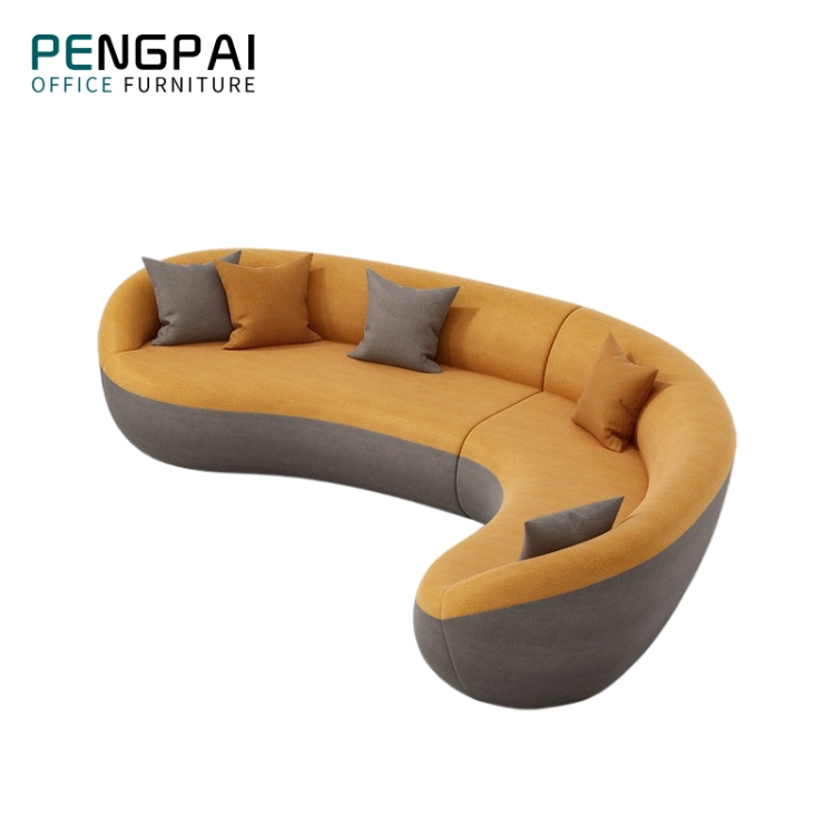 Pengpai Customized Modern Sectional Lounge Apartments Furniture Couch Curve Shape Fabric Reception Hall Sofa