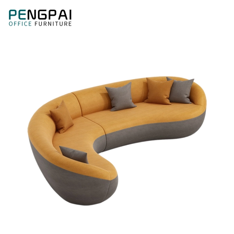 Pengpai Customized Modern Sectional Lounge Apartments Furniture Couch Curve Shape Fabric Reception Hall Sofa