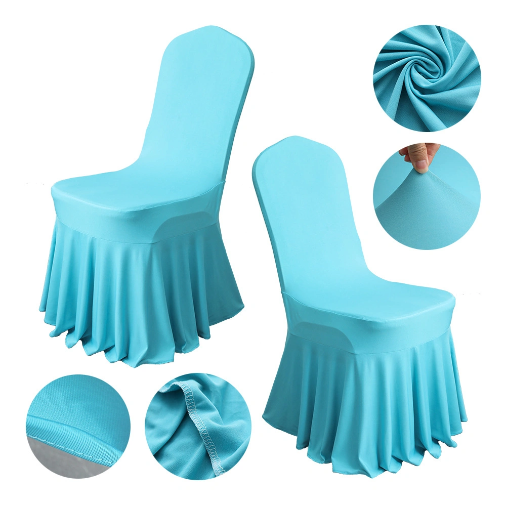 Hot Selling Ruffled Slipcover Spandex Chair Cover Banquet Wedding Decoration Stretch Multi-Colors Spandex Chair Cover