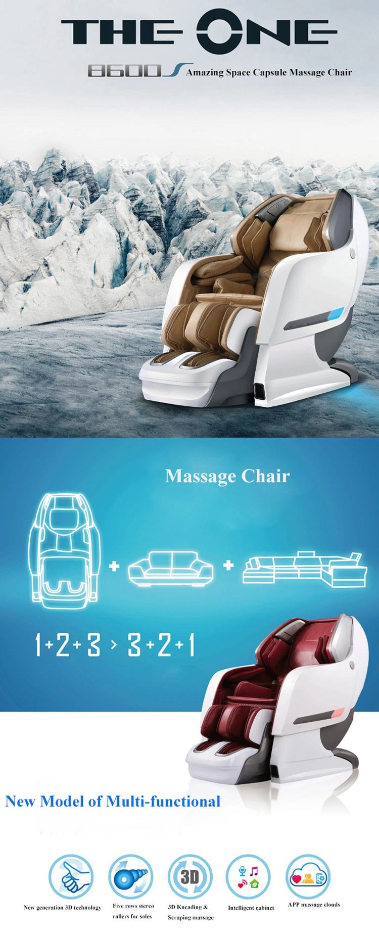 New Super Luxury Home Use Massage Chair 3D Rt8600s