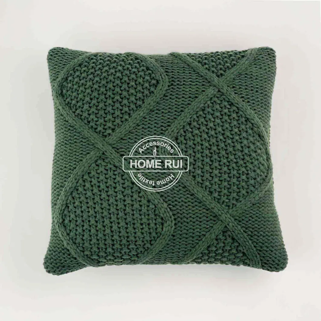 Olive Cable Basket Knit Throw Pillow Cover Sweater Square Warm Chunky Cover for Couch Bed Home Living Room Sofa Couch Accent Texture Decor Cushion