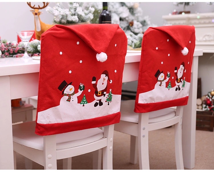 Christmas Ornaments Elderly Snowman Chair Covers Hotel Restaurant Festive Decoration Dress up Supplies Chair Covers