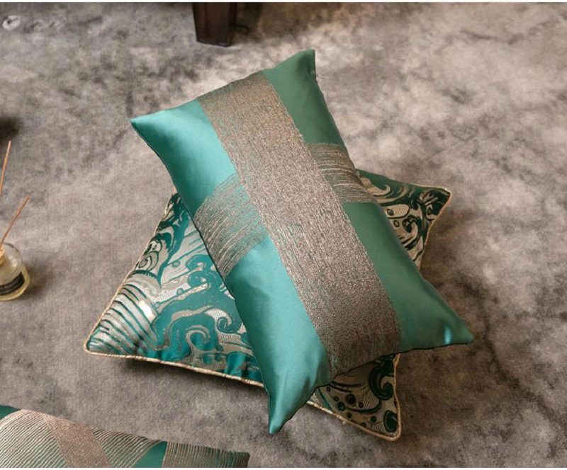 New European Pattern Five-Star Home Textile King Size Bed Dark Cyan Throw Pillow Covers