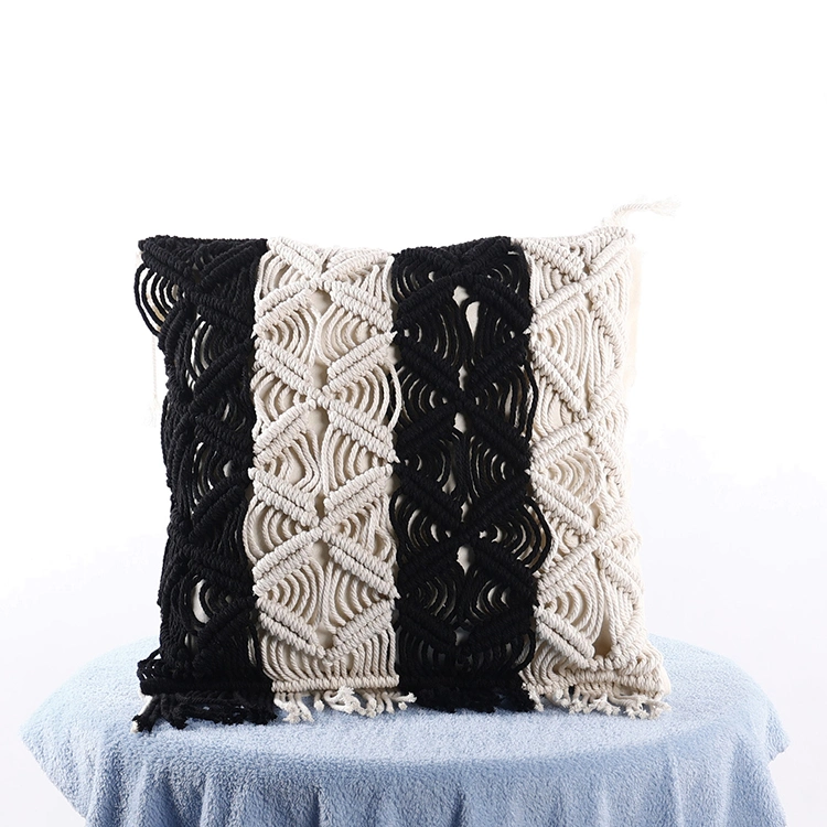 Woven Boho Cushion Cover with Fringes Boho Throw Cushion Cover Decorative Cushion Cover for Bed Sofa Couch Bench