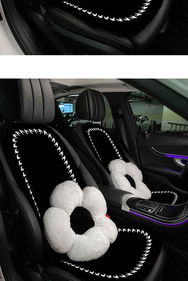 Houndstooth Car Seat Cover Winter Warm Seat Cushion Anti-Slip Universal Front Chair Seat Protector