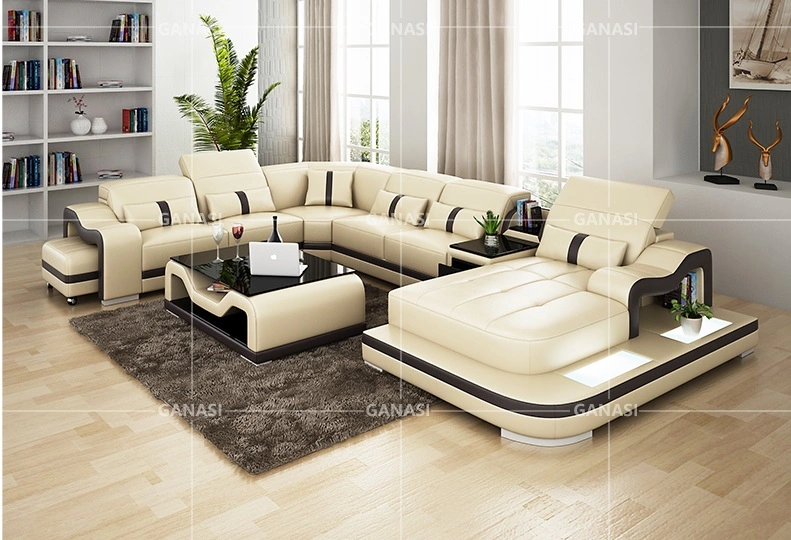 Gorgeous Indoor LED Multiple Seats Classic Leather Sofa