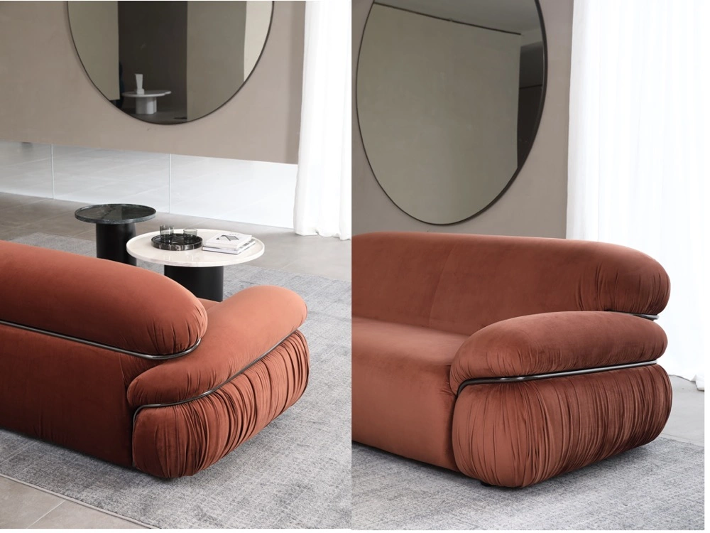Classic Elegance Sofa Brown Leather/Velvet Loose Furniture