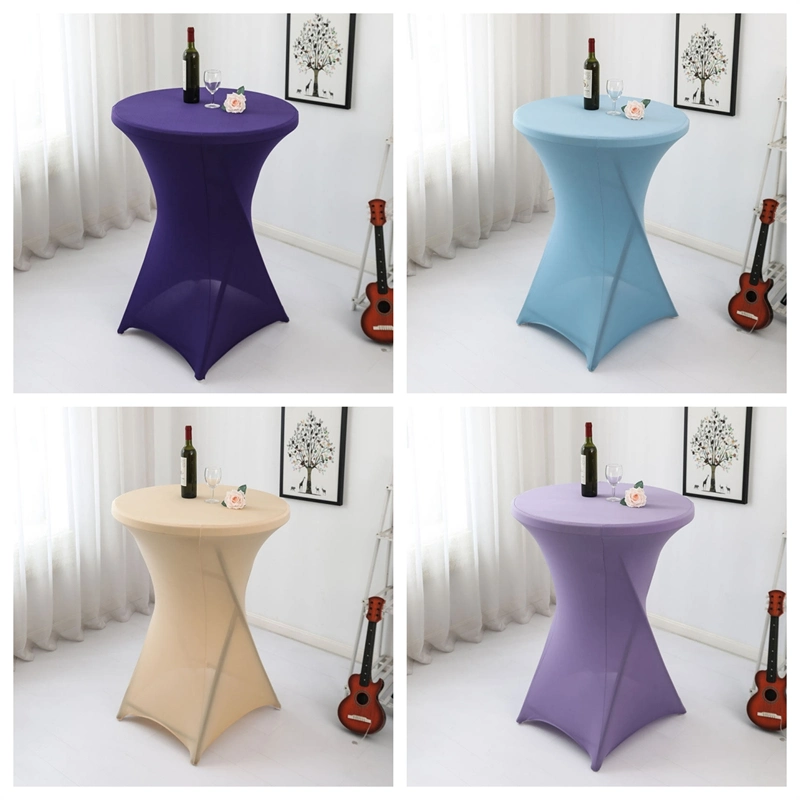 Round Fitted Stretch Cocktail Spandex Bistro Cocktail Bar Table Cover with Top Cover Stretch Tablecloths for Wedding Party Table Cover