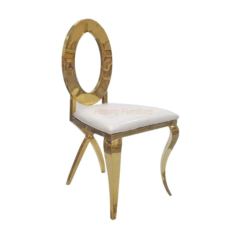 Rental Fancy Gold Modern Dining Table White Chairs Golden Royal Dining Room Furniture Ten Seat Chair Set Throne Moveable Cushion Wedding Chair