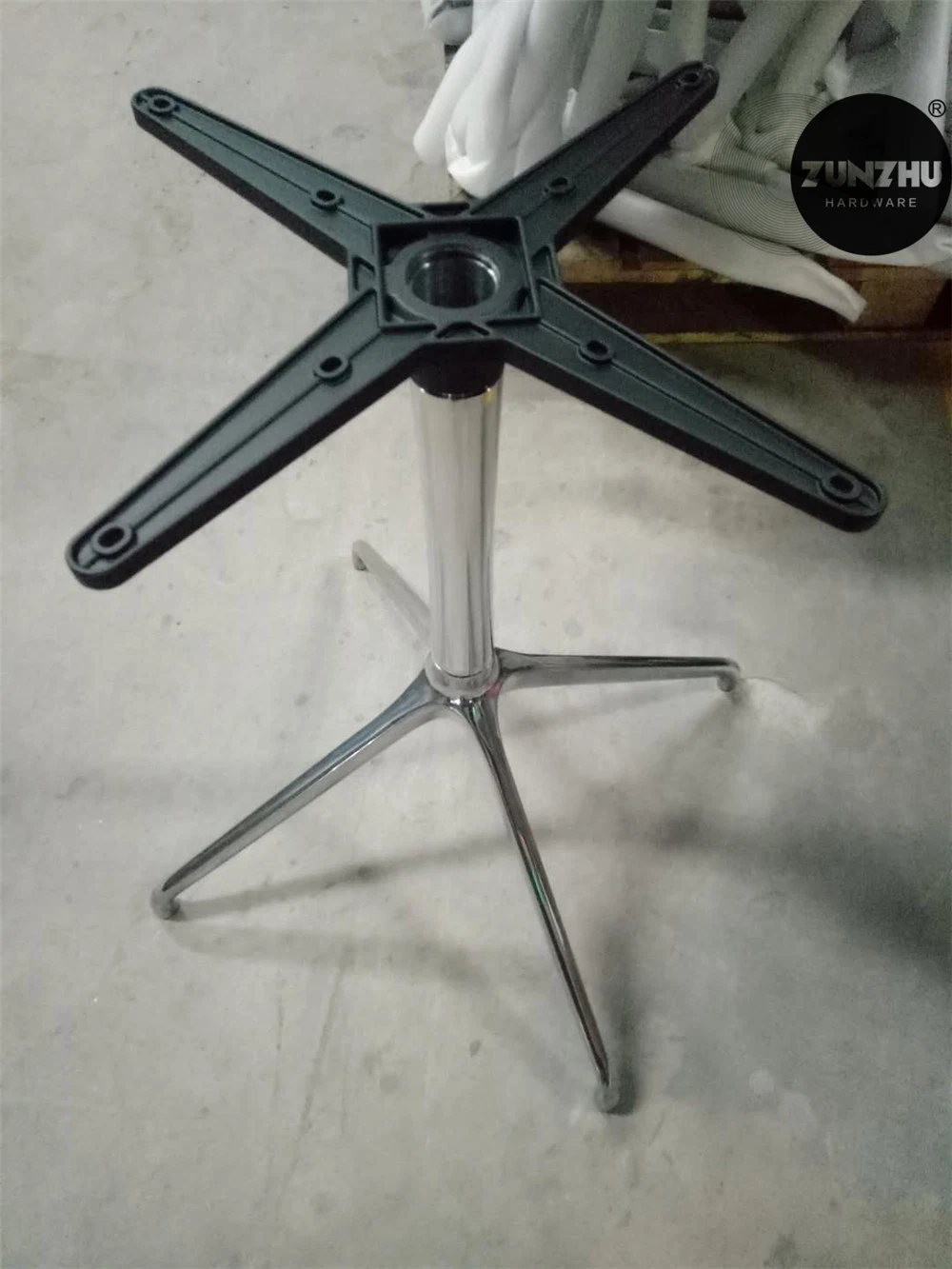 Chair Parts 1250 mm Aluminium Die Casting Polished 4 Star High Table Base Frame
