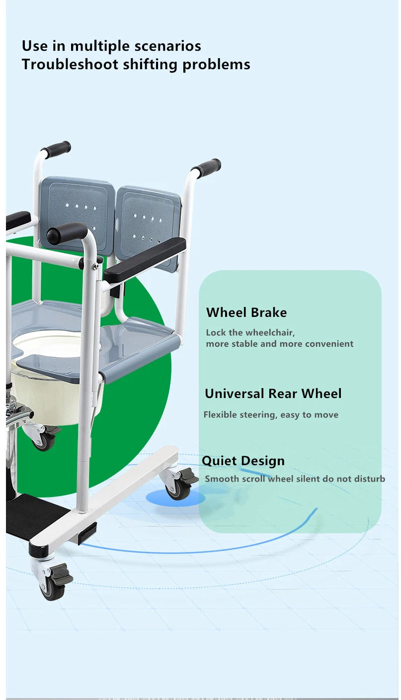 Medical Handicap Elderly Height Adjustable Folding Manual Moving Disabled Commode Toilet Patient Chair Lift Transfer Lift Chair