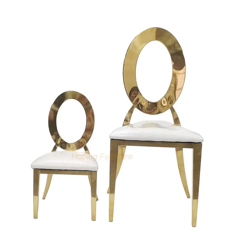 Rental Fancy Gold Modern Dining Table White Chairs Golden Royal Dining Room Furniture Ten Seat Chair Set Throne Moveable Cushion Wedding Chair