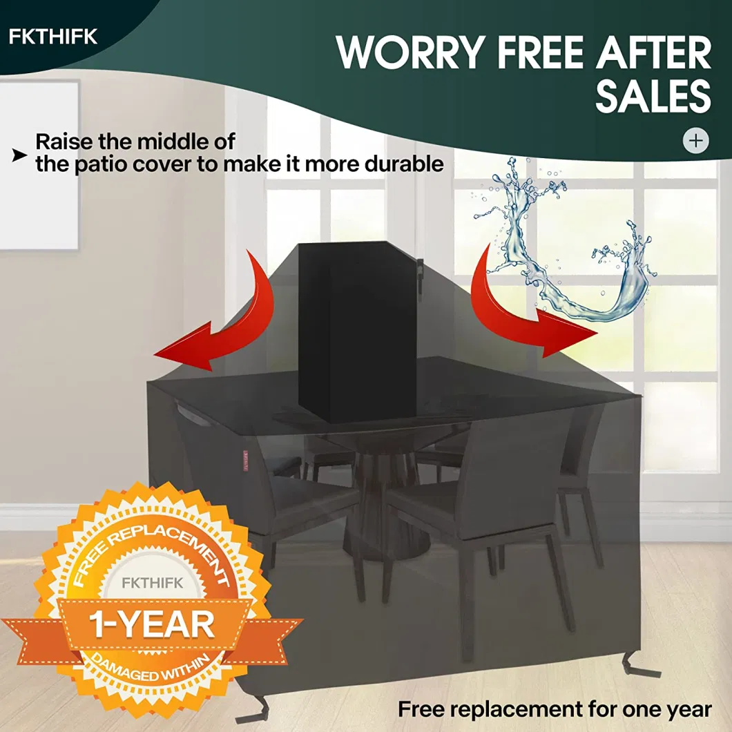 Woqi Garden Furniture Cover with Safety Buckle, Waterproof Table and Chair Cover