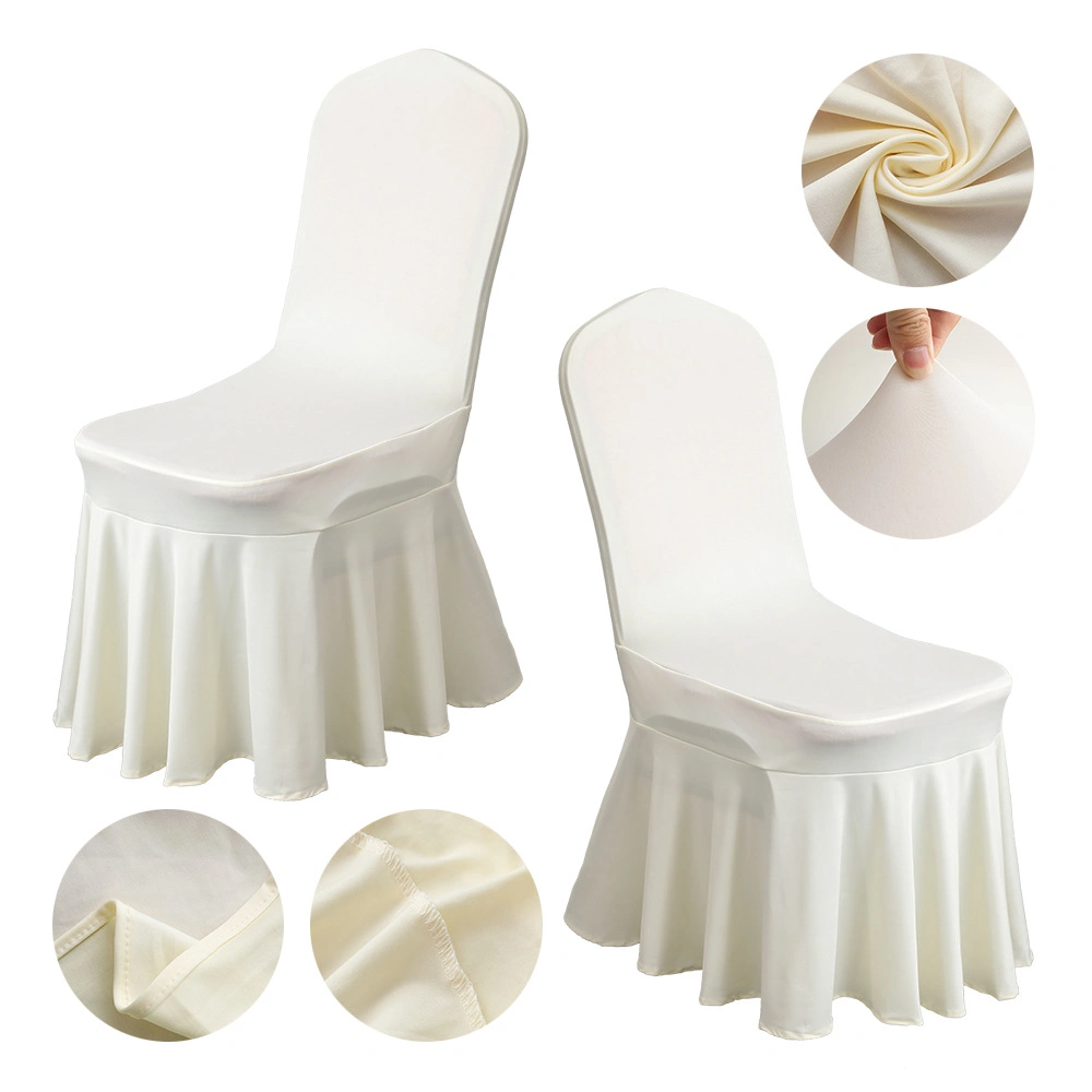 Top Selling Ruffled Light Yellow Spandex Chair Cover Banquet Wedding Decoration Stretch Multi-Colors Spandex Chair Cover