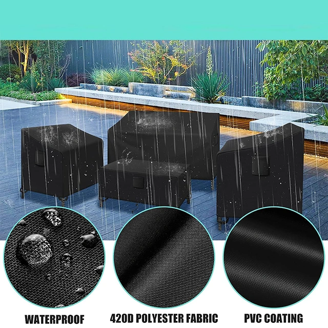 Factory Customized 4-Piece Outdoor Garden Furniture Set, Waterproof Courtyard Sofa Seat Protective Cover