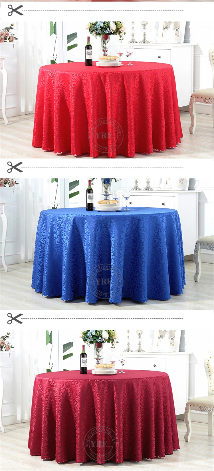 Yrf Round White Polyester Table Cloth White Wedding Table Cover