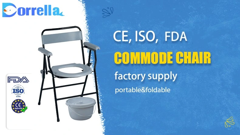 Folding Commode Chair Home Care Steel Folding Toilet Commode Chair for The Elderly and Disabled and Adults