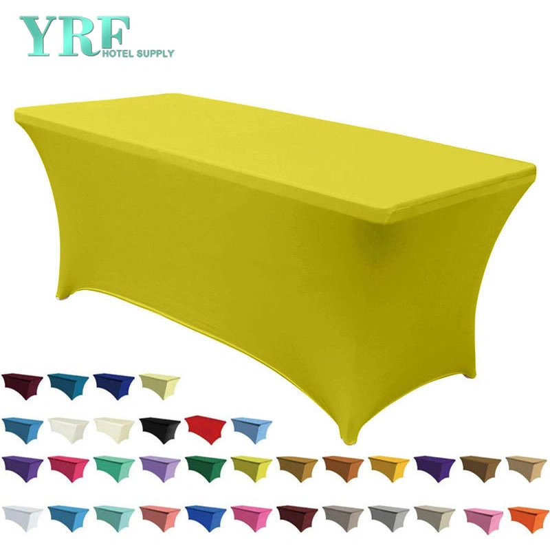 Oblong Stretch Spandex Table Cover Yellow 4FT/48&quot;L X 24&quot;W X 30&quot;H Polyester for Hotel