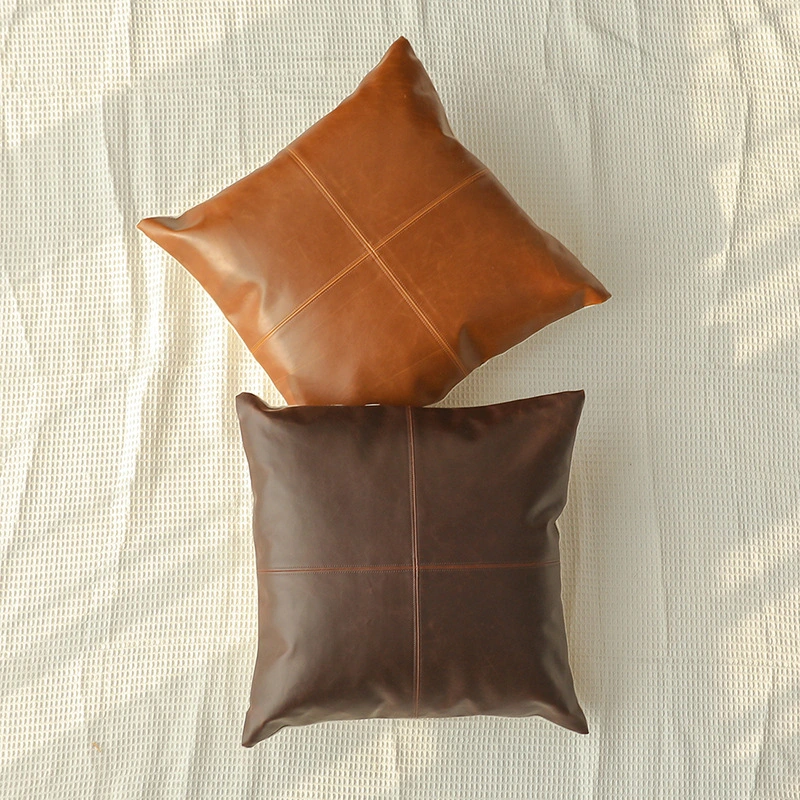 Faux Leather Decorative Moder Pillow Covers for Couch Sofa Bed