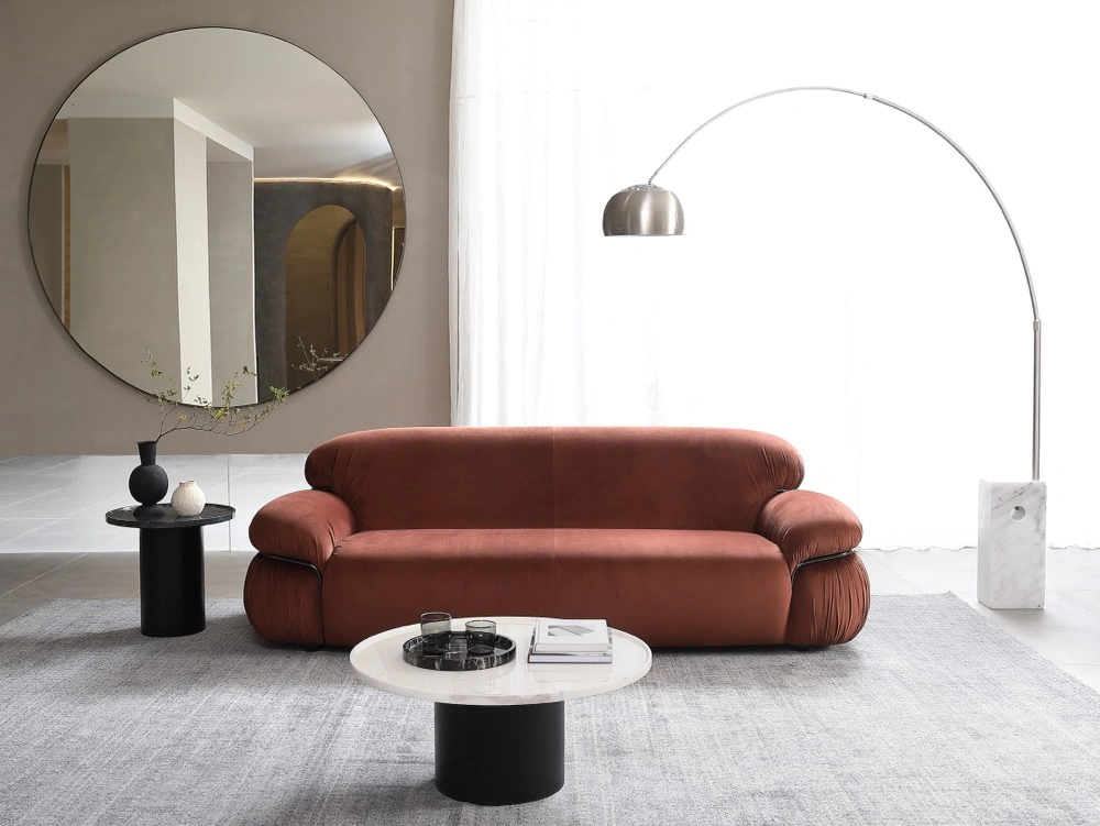 Classic Elegance Sofa Brown Leather/Velvet Loose Furniture