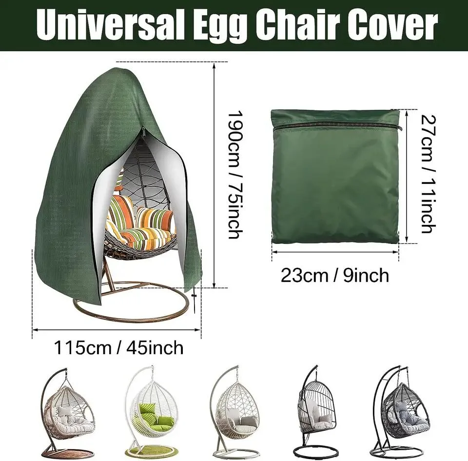 Waterproof Outdoor Egg Hanging Chair Cover with Zipper Opening 210d Oxford Wicker Egg Swing Chair Cover Patio Hanging Chair Cover