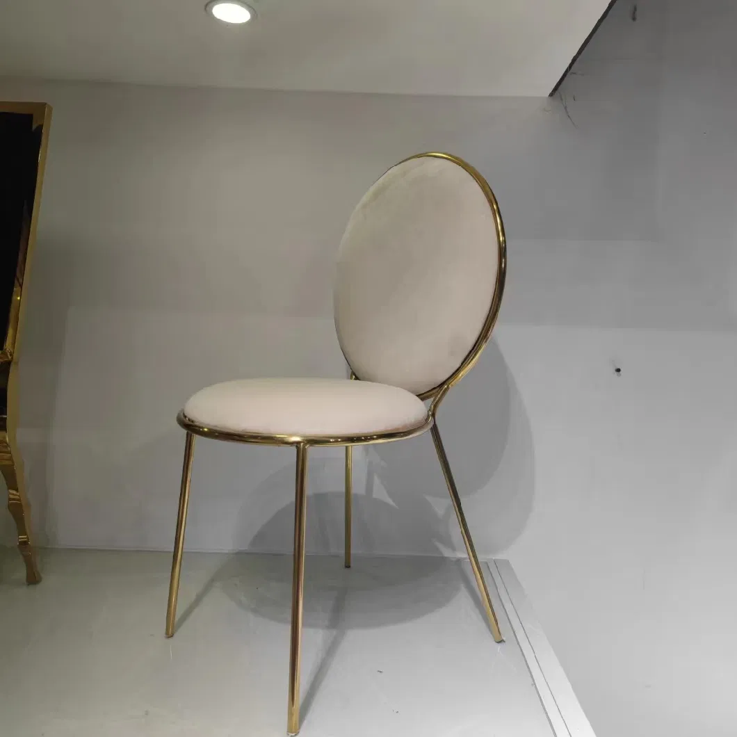 Classic Economic Golden Stainless Steel Chiavari Wedding Chairs Designer Fabric Modern Leather Dining Chair