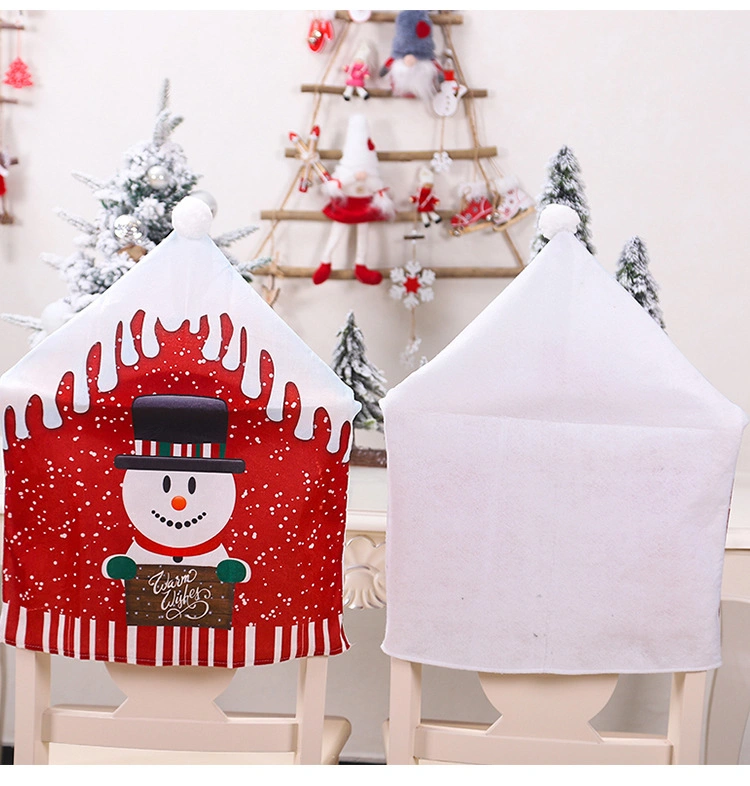 2023 Cartoon Home Like Christmas Chair Covers Santa Elk Snowman Chair Back Decoration for Dining Room Kichten