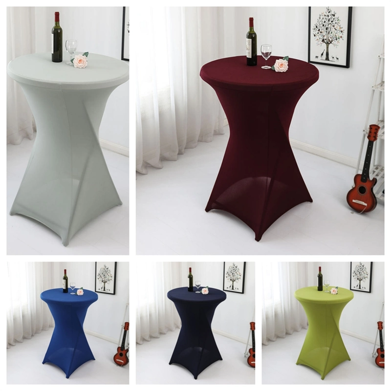 Round Fitted Stretch Cocktail Spandex Bistro Cocktail Bar Table Cover with Top Cover Stretch Tablecloths for Wedding Party Table Cover