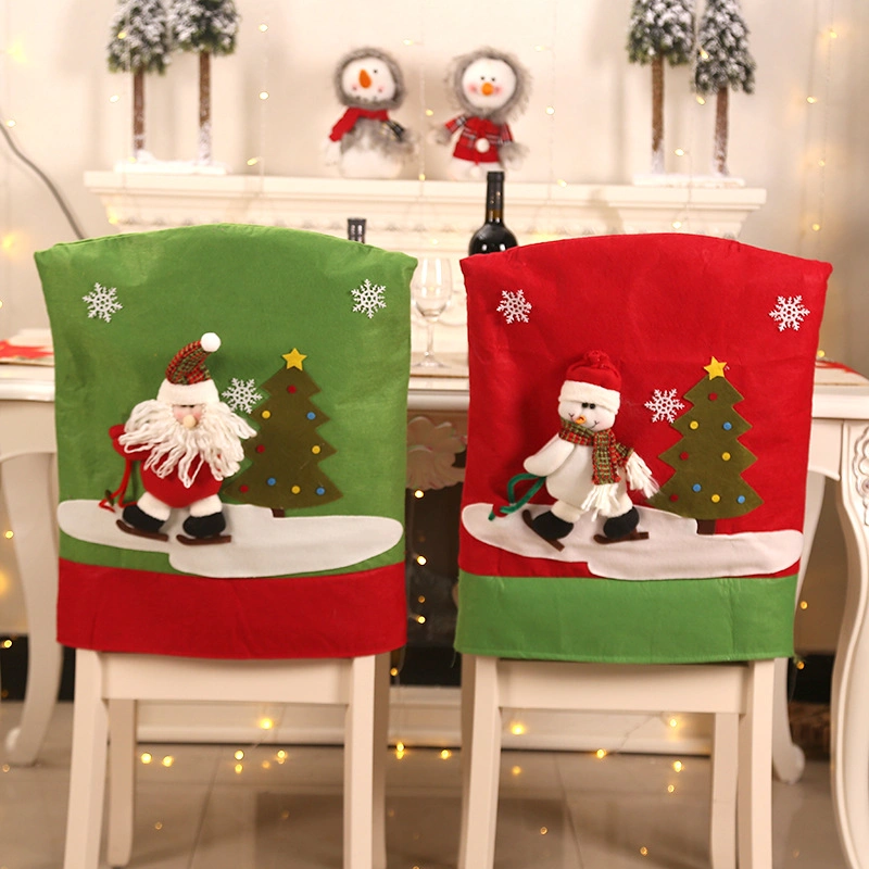 Christmas Santa Snowman Chair Cover with Hat Decoration