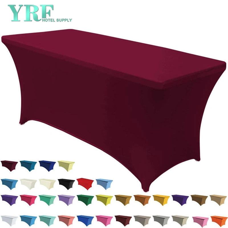 Oblong Stretch Spandex Table Covers Wine Red 6FT/72&quot;L X 30&quot;W X 30&quot;H Polyester for Folding Tables