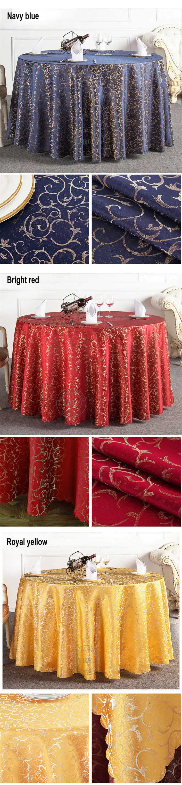 Hot Sale Blue Decorative Round Table Cloth Chair Cover for Wedding