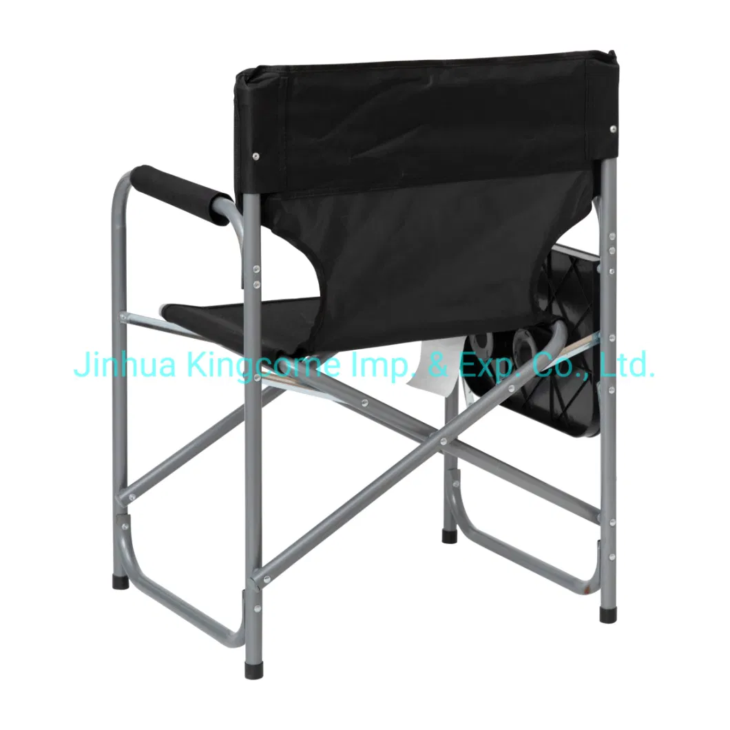 Folding Black Director&prime; S Camping Chair with Side Table and Cup Holder Fishing Chair