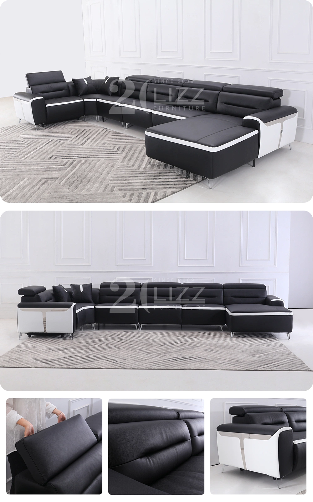 U Shape Leather Living Room Sofa by Modern Furniture Factory