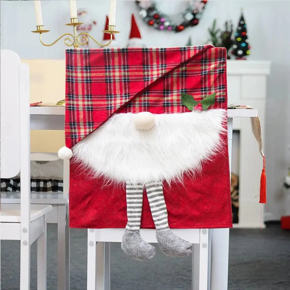 New Year 2024 Christmas Cloth Santa Claus Decoration Home Wholesale Chair Cover