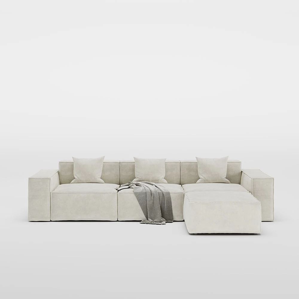 115.75 Modular Sofa with L-Shape Sofa with Track Arm, Deep Seater Couch, Anti-Scratch and Water-Proof, Beige