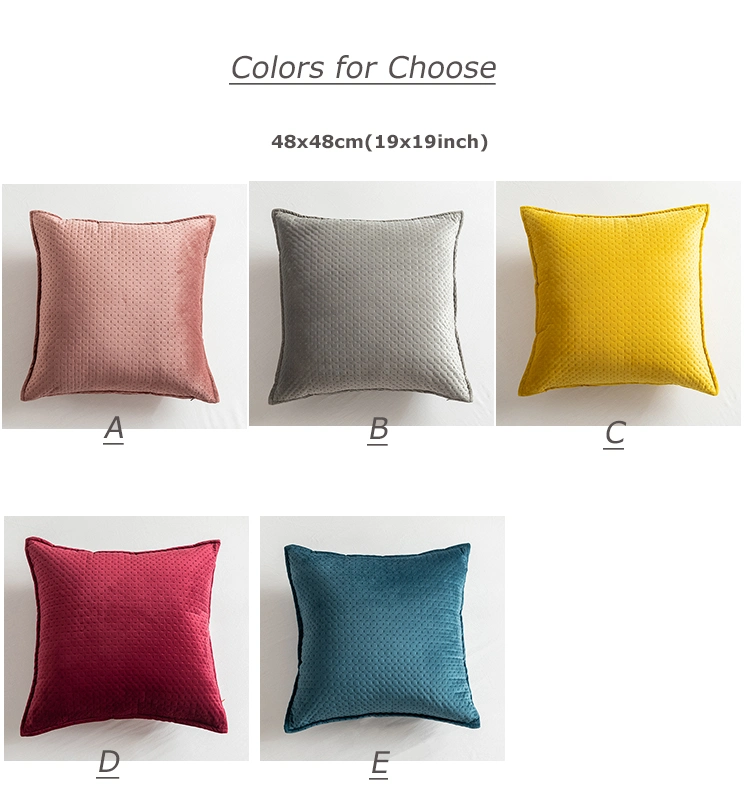 Velvet Cushion Cover Solid Pillow Cover Yellow Blue Grey Pink Fringed Home Decorative for Sofa Bed Chair 35X55m/48X48cm