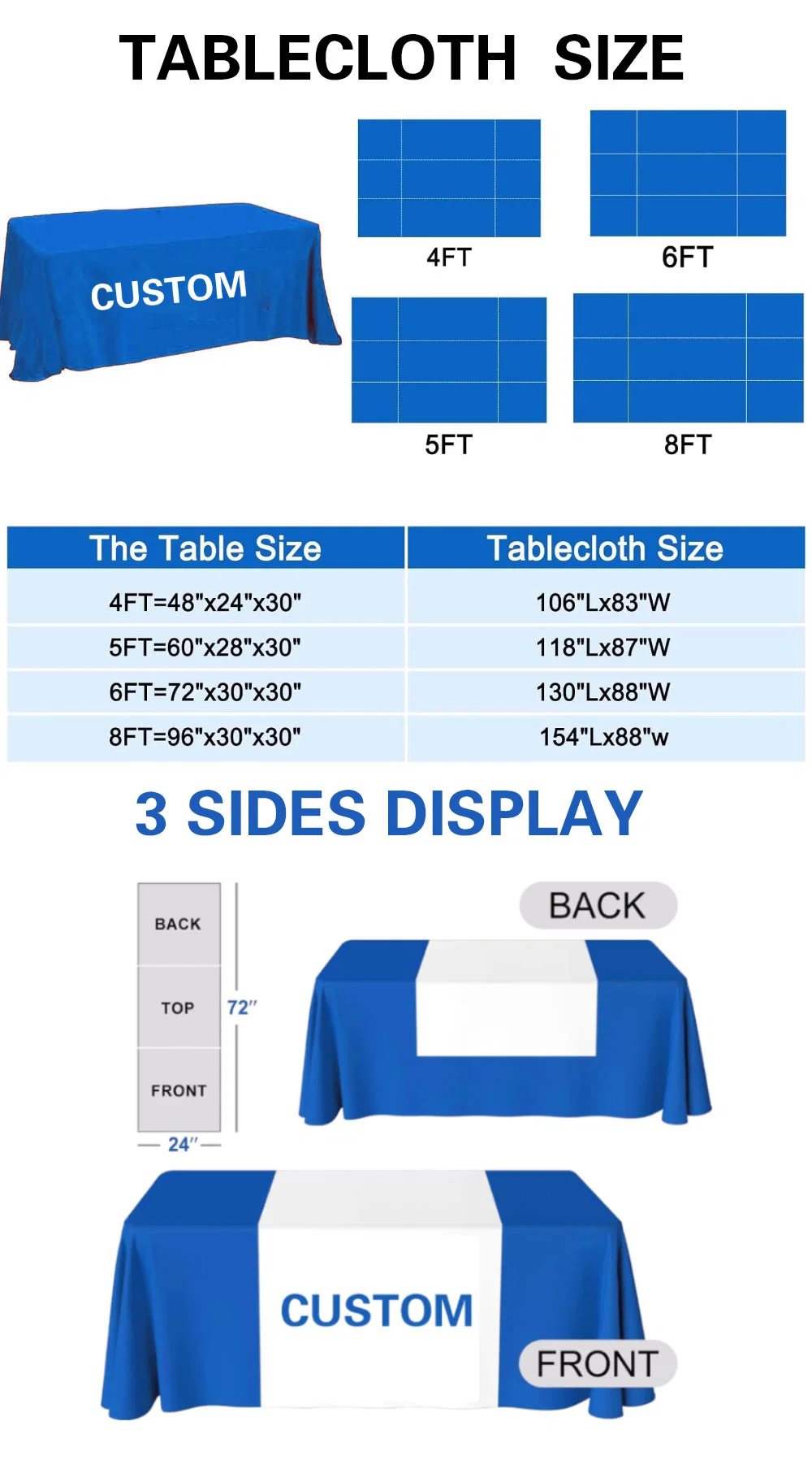 Wholesale 6FT Spandex Tablecloth Hotel Dining Room Restaurant Weeding Table Cloth Decor Elastic Stretch Table Cover