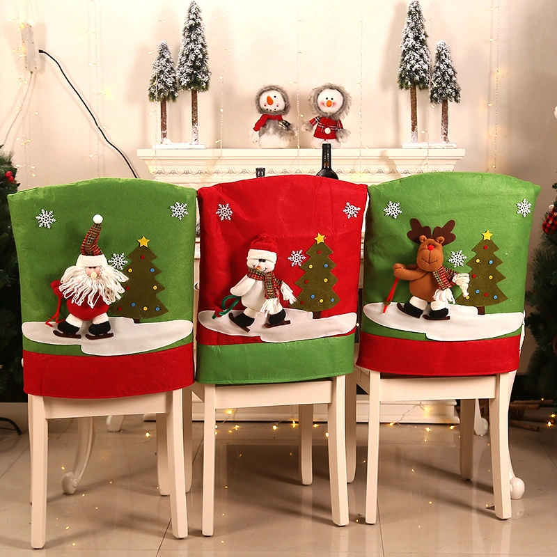 Christmas Santa Snowman Chair Cover with Hat Decoration