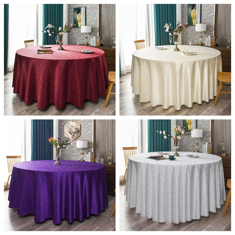 Hotel Overlay Stylish Design Washable Round Tablecloth Blue Jacquard Satin Table Cloths for Kitchen Dining Custom Size Table Cloth