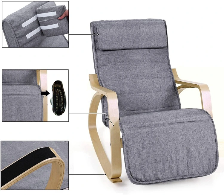 Birch Wood with Adjustable Footrest Removable and Washable Cover 150kg Load Capacity