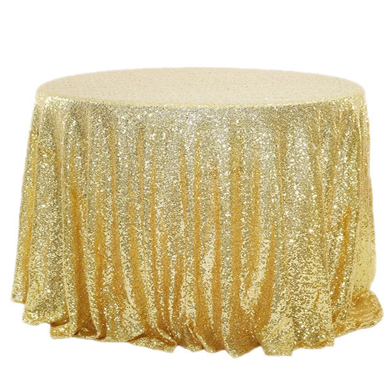 High Quality Hotels Round Table Cloth Sequin Decoration Party Hotel Banquet Restaurant Table Cloth Green 100% Polyester Table Cover