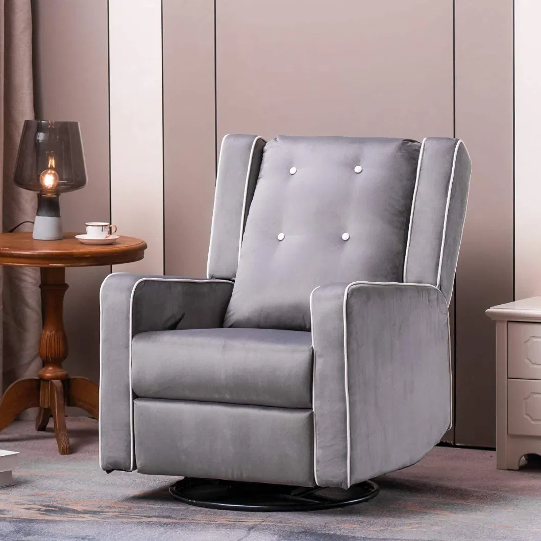 Geeksofa 8 Points Vibrating Massage Function Tech Fabric Rock and Swivel Recliner Chair with Customerized Wingback