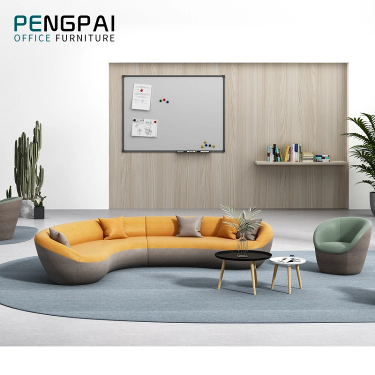 Pengpai Customized Modern Sectional Lounge Apartments Furniture Couch Curve Shape Fabric Reception Hall Sofa