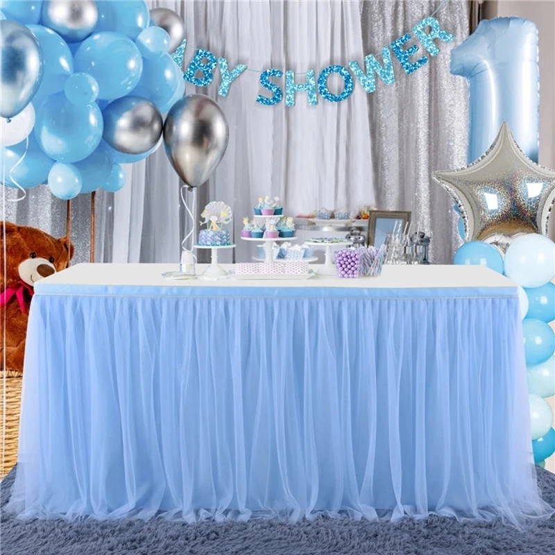 Custom Design 183X77cm Table Skirts Birthday Tulle Table Skirting Wedding Party Tutu Tulle Table Skirt Baby Shower Wedding Party Home Decor