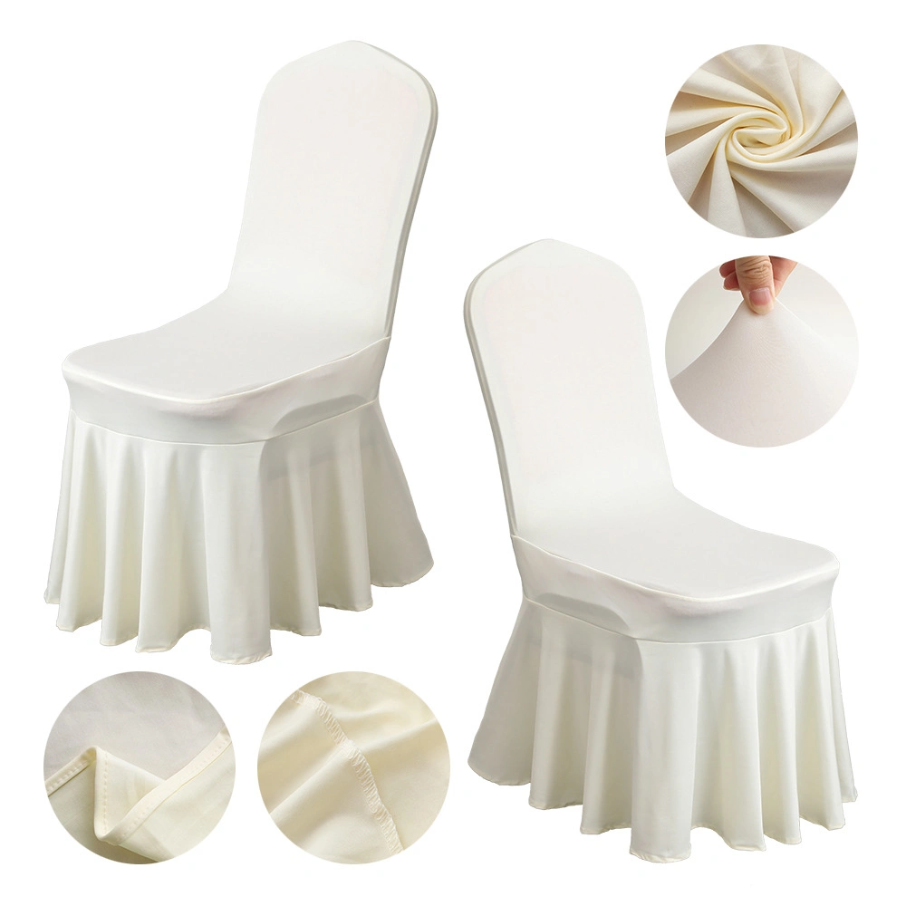 Hot Selling Ruffled Slipcover Spandex Chair Cover Banquet Wedding Decoration Stretch Multi-Colors Spandex Chair Cover